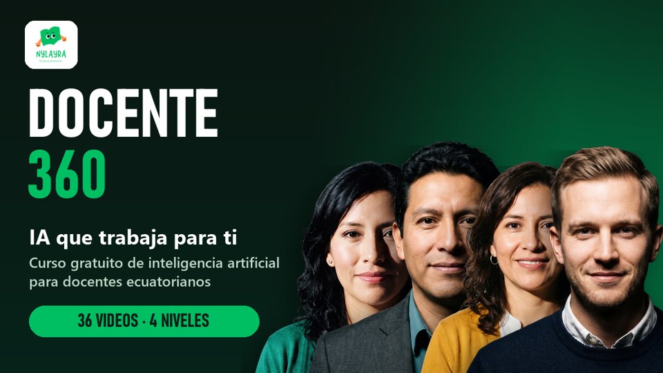 Portada del curso Docente 360 con los cuatro profes presentadores